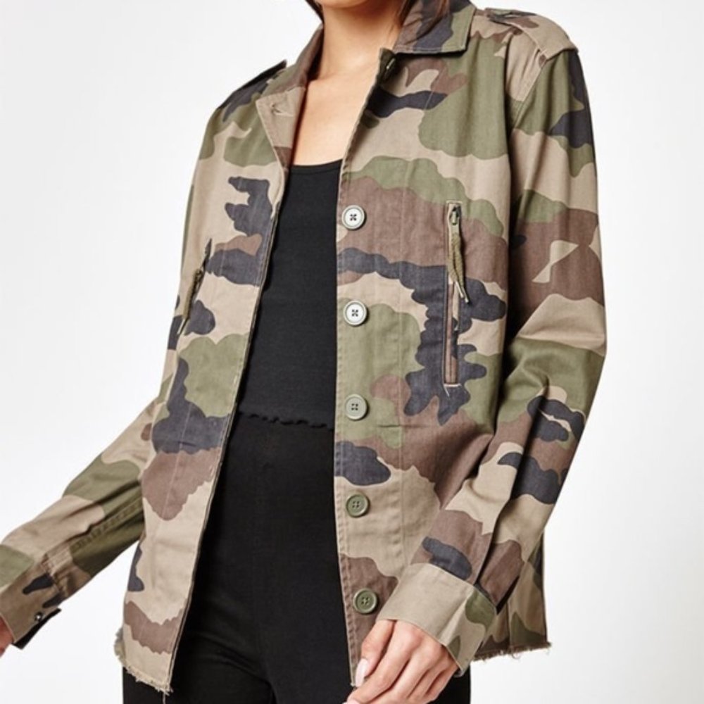 Kendall & Kylie Military Camp Camouflage Button Coat Jacket SZ XS